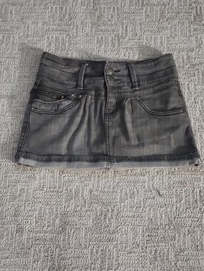 Women's Mini Denim Skirt in Charcoal Gray
